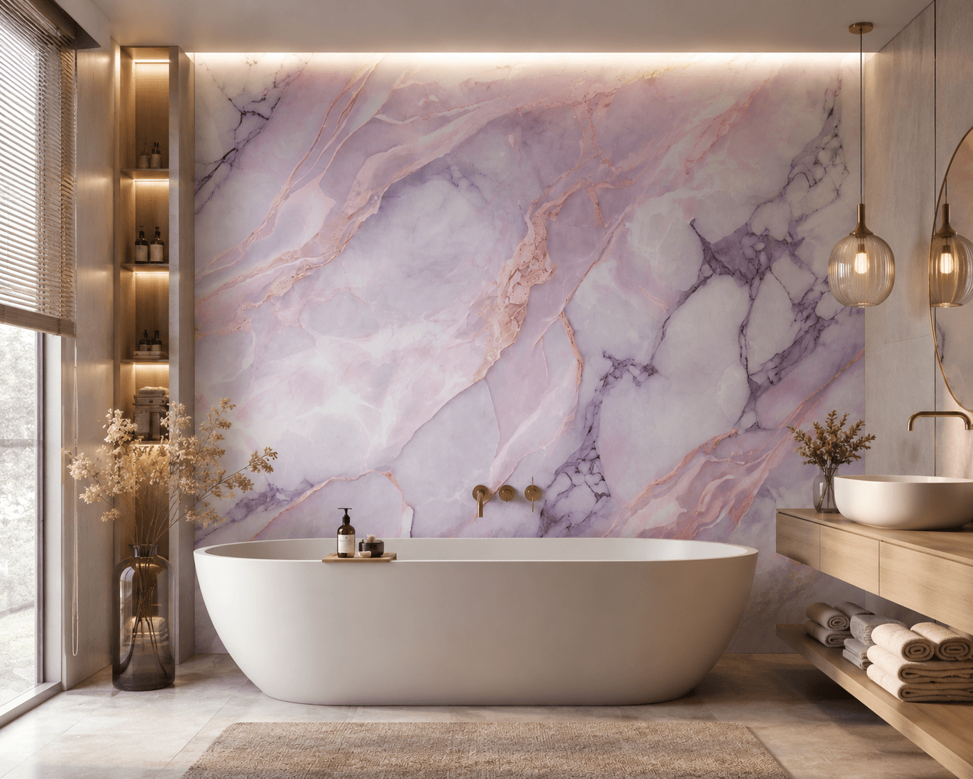 Panel stěnový XXL Statuario Růžový Lesklý 120 x 280 cm 3 mm – sada 3 ks (ABC)