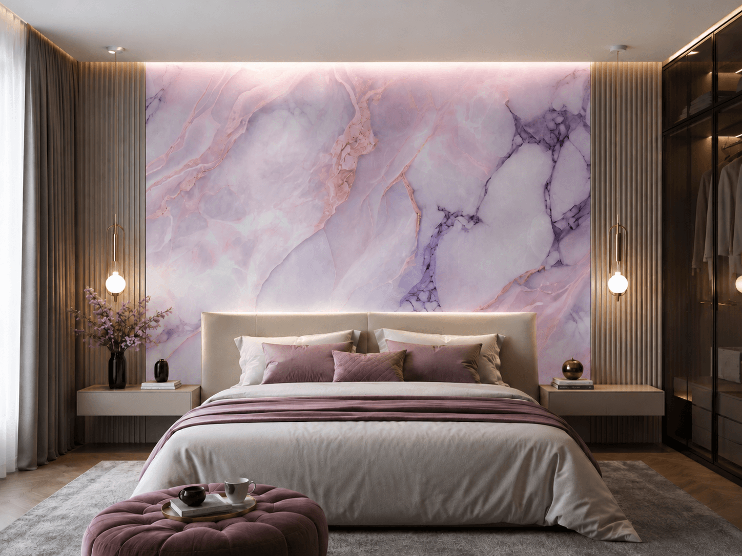 Panel stěnový XXL Statuario Růžový Lesklý 120 x 280 cm 3 mm – sada 3 ks (ABC)