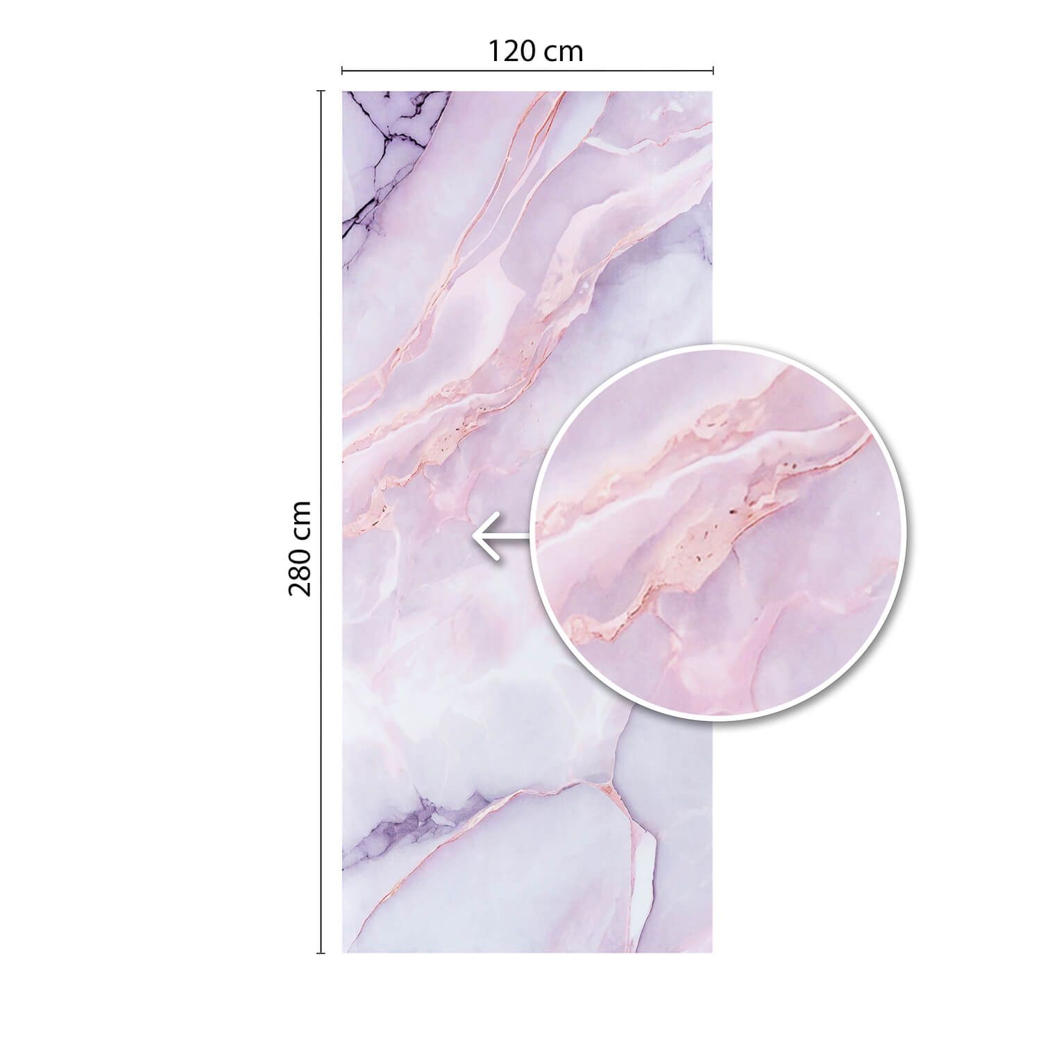 Panel stěnový XXL Statuario Růžový Lesklý 120 x 280 cm 3 mm (A)