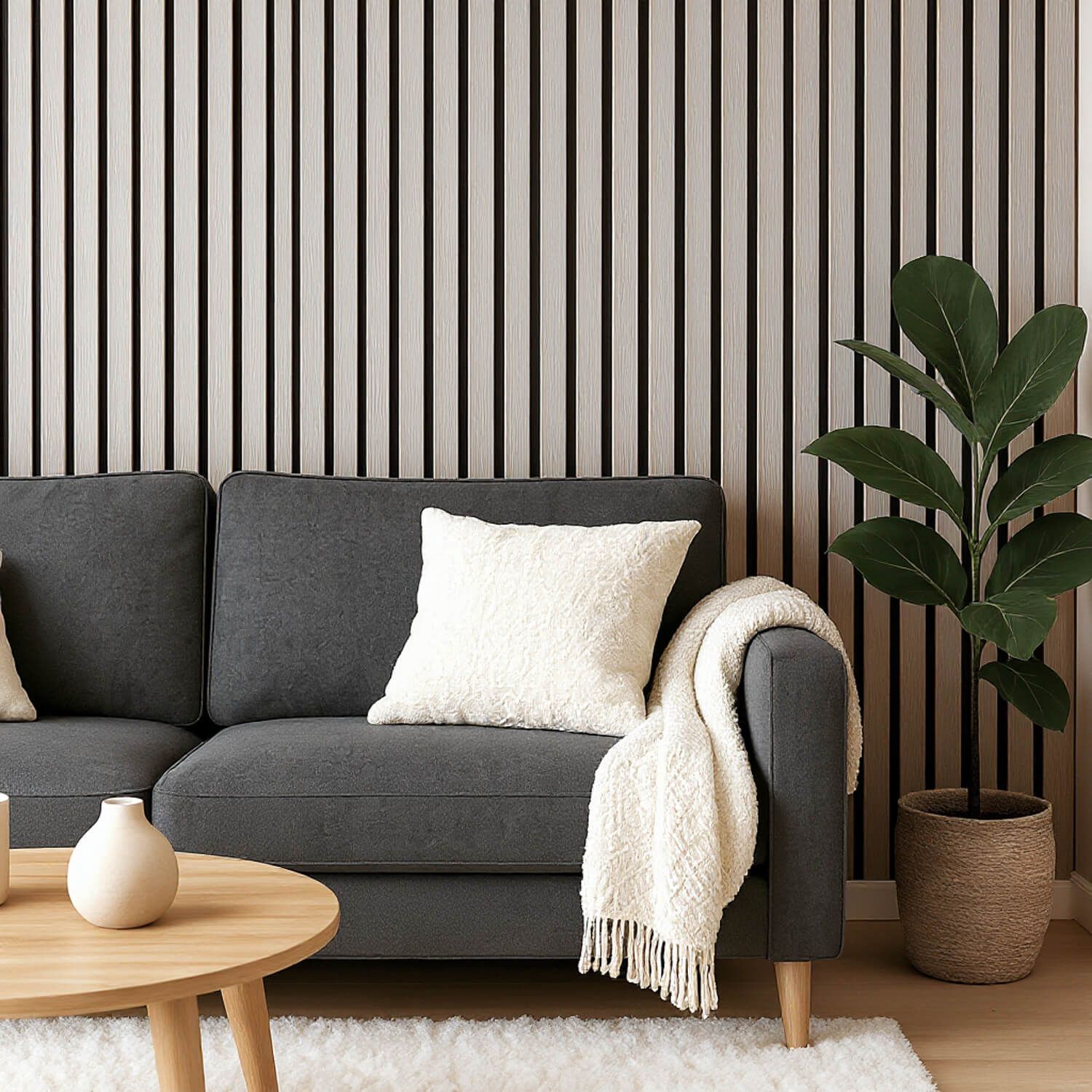 Lamele ścienne akustyczne na filcu Dąb Sonoma 2,1 x 30,5 cm – dł. 2,7 m