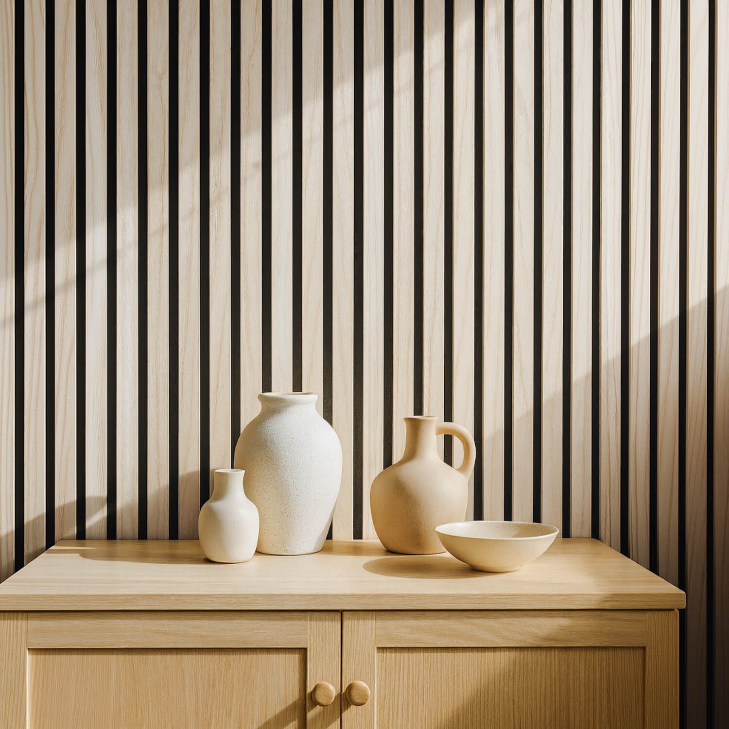 Lamele ścienne akustyczne na filcu Drewno Naturalne Fornir 2 x 32 cm – dł. 2,7 m