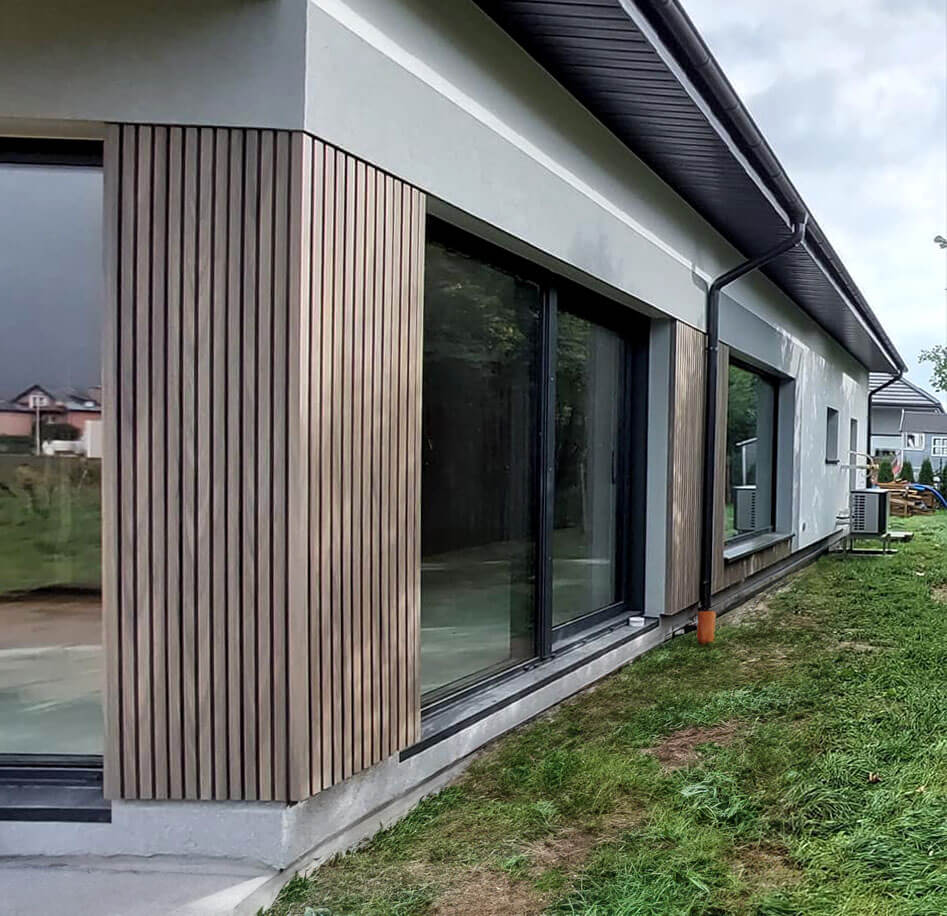 Lamelaová fasáda – kompozitní lamely, Antique