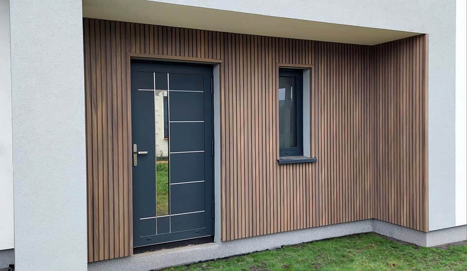 Lamelaová fasáda – kompozitní lamely, Antique