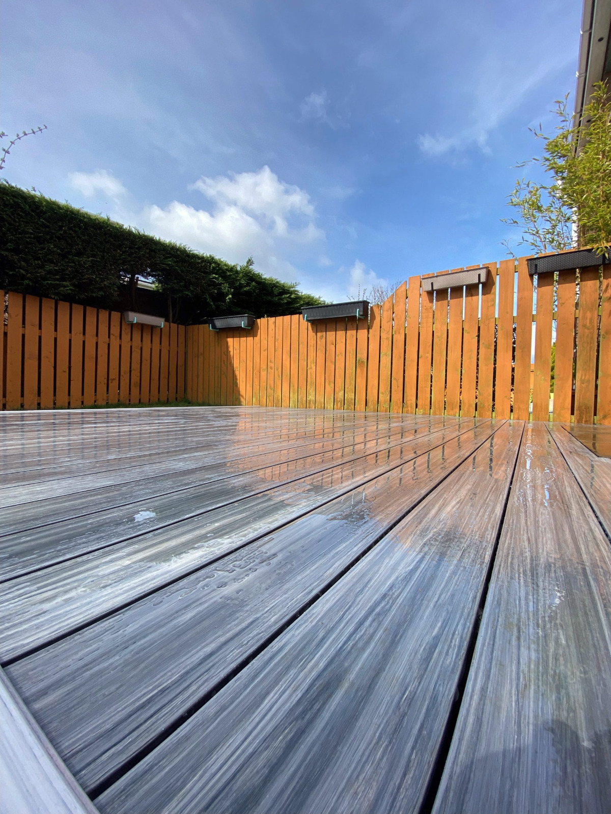 Terasa z kompozitních prken Premium Gray – stylový prvek v zahradě u domu