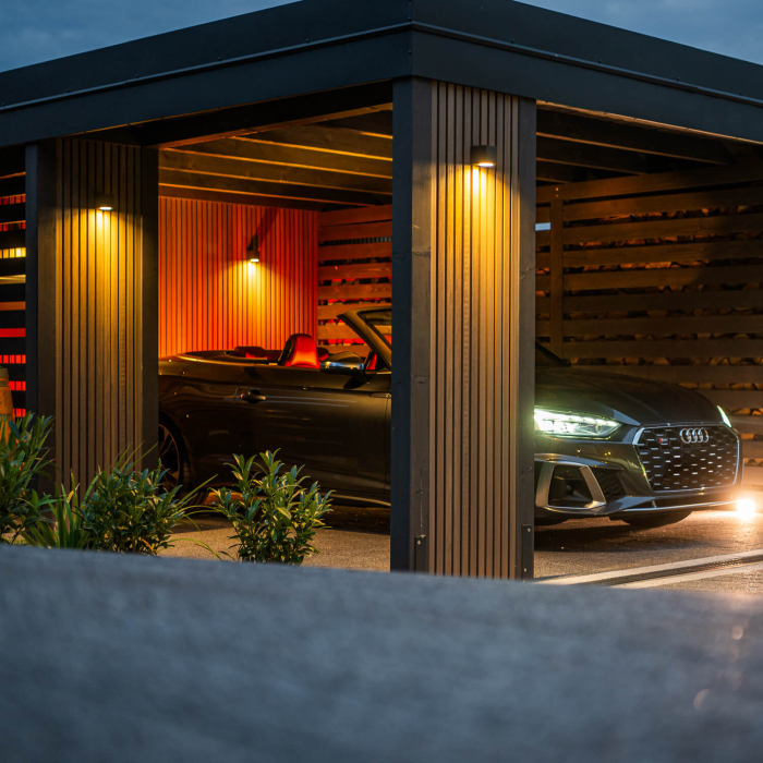 Fasádní lamely Premium Dub Antický - moderní a elegantní carport